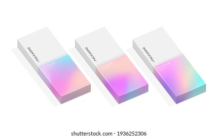 Set of box or packaging design template for presents or special days like easter, christmas,  holidays, etc. with pastel pattern gradient backgrounds.