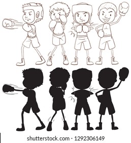 Set of boxer character illustration