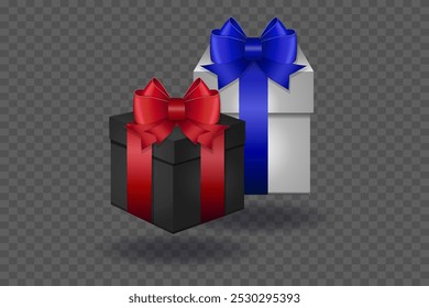 Set of boxes.
Christmas gifts with a beautiful bow and ribbon.