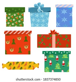 Juego de cajas para regalos navideños de diferentes ornamentos