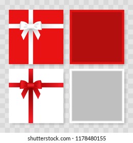 Set of boxes, gifts with a red bow. Vector illustration
