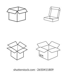 a set of boxes icon on white background. a different shape of box icon. 