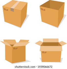 Conjunto de cajas aisladas en un fondo blanco. Abrir y cerrar. Ilustración vectorial. Vector.