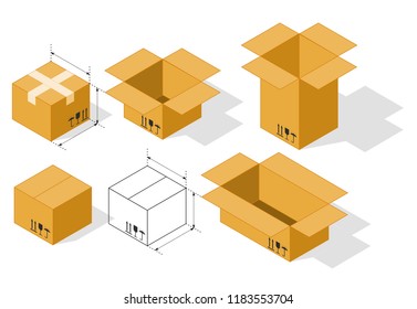 Set boxes isometric