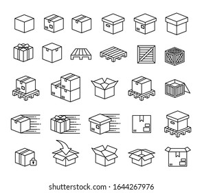 Set of boxes and packaging vector icon set