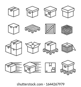 Set of boxes and packaging vector icon set