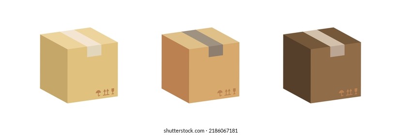 Un conjunto de cajas. Cajas de cartón vectorial. Clipart vector aislado en fondo blanco.