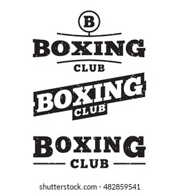 Set of boxing badges. Flat vector, logo, logotype, symbol, mark design on white background. Can be used for sport, workout, gym.
