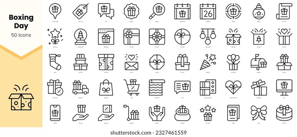 Set of boxing day Icons. Simple line art style icons pack. Vector illustration