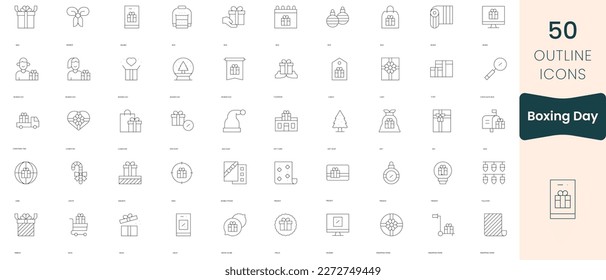 Conjunto de iconos de día de boxeo. Iconos de estilo lineal delgado Empaquetar. Ilustración vectorial