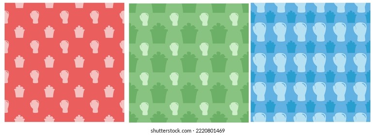 Set of Boxing Day Sale Seamless Pattern Design with Glove and Gift Box for Promotion or Shopping on Template Hand Drawn Cartoon Flat Illustration