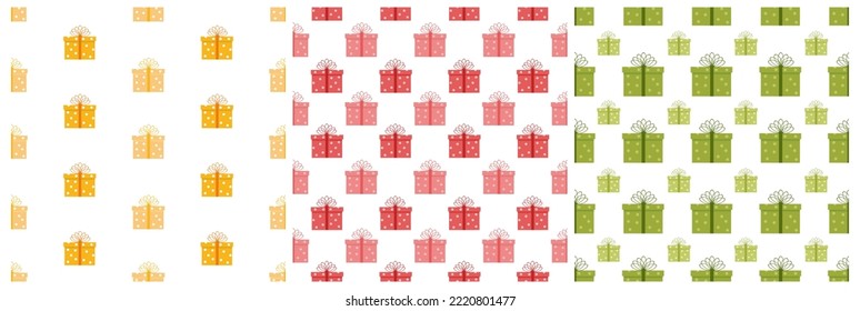 Set of Boxing Day Sale Seamless Pattern Design with Glove and Gift Box for Promotion or Shopping on Template Hand Drawn Cartoon Flat Illustration