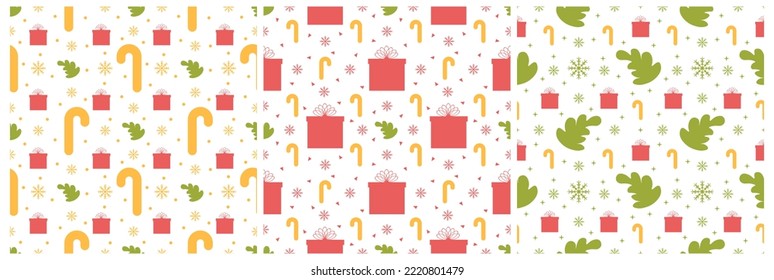 Set of Boxing Day Sale Seamless Pattern Design with Glove and Gift Box for Promotion or Shopping on Template Hand Drawn Cartoon Flat Illustration
