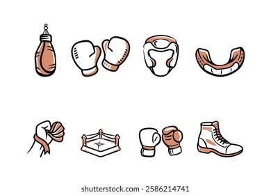 A Set Of Boxing Element Vector Illustration