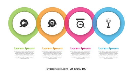 Set Boxing glove, helmet, gong and Punching bag. Business infographic template. Vector