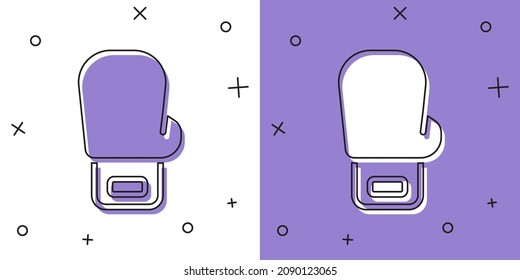 Set Boxing glove icon isolated on white and purple background.  Vector