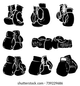 Set of boxing glove isolated on white background. Design element for poster, emblem, sign, badge. Vector illustration