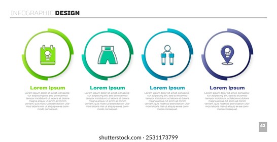 Set Guante de boxeo, corto, cuerda de salto y . Plantilla de infografía de negocios. Vector