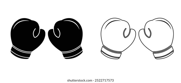 Set of Boxing gloves icon, vector design. Boxing gloves silhouette, symbol flat and outline design. Boxing gloves vector design for logo, app and website. Vector illustration.