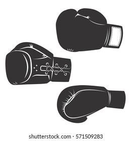 Set of  the boxing gloves icons isolated on white background. Design elements for logo, label, emblem, sign, poster. Vector illustration.