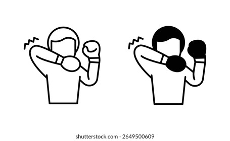 Set of boxing icons in outline and black fill styles