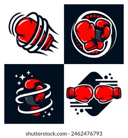 Set of Boxing logo template design. Boxing logo. Vintage Style. Vector illustration on isolated background