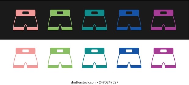 Set Boxing short icon isolated on black and white background.  Vector