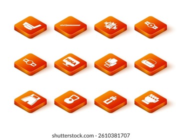 Set Boxing short, Kettlebell, belt, Fight club MMA, Fitness shaker, glove,  and Sport bag icon. Vector