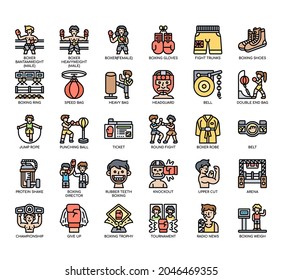 Set of Boxing thin line and pixel perfect icons for any web and app project. 