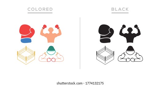 Set of boxing vector icon logo design