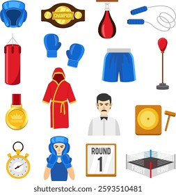 Set of boxing vector icons