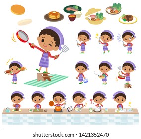 A set of boy about cooking.There are actions that are cooking in various ways in the kitchen.It's vector art so it's easy to edit.
