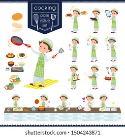 A set of boy about cooking.There are actions that are cooking in various ways in the kitchen.It's vector art so it's easy to edit.
