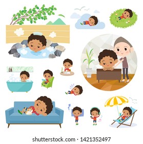 A set of boy about relaxing.There are actions such as vacation and stress relief.It's vector art so it's easy to edit.
