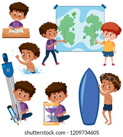Set of boy activity character illustration