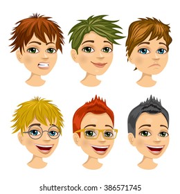 Set Boy Avatar Different Hairstyles Stock Vector (Royalty Free ...