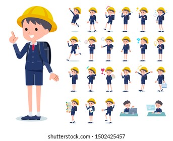 A set of boy carrying school bag with who express various emotions.
It's vector art so it's easy to edit.
