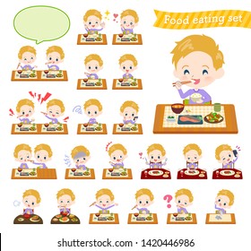 A set of boy Caucasian about meals.Japanese and Chinese cuisine, Western style dishes and so on.It's vector art so it's easy to edit.
