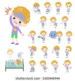 A set of boy Caucasian with injury and illness.There are actions that express dependence and death.It's vector art so it's easy to edit.
