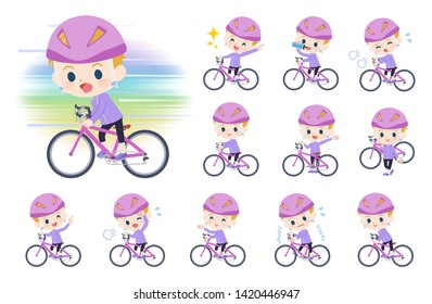 A set of boy Caucasian on a road bike.There is an action that is enjoying.It's vector art so it's easy to edit.
