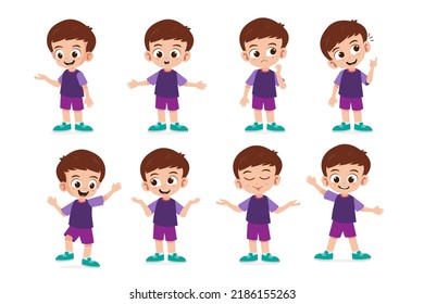 Set of boy character cartoon vector illustration