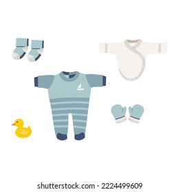 Set de ropa de niño - Calcetines, chales, pijamas, Mittens y Toy Duck