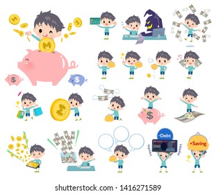 A set of boy with concerning money and economy.There are also actions on success and failure.It's vector art so it's easy to edit.
