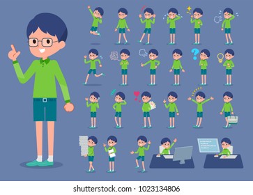 A set of boy with digital equipment such as smartphones.
There are actions that express emotions.
It's vector art so it's easy to edit.