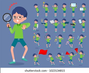 A set of boy with digital equipment such as smartphones.
There are actions that express emotions.
It's vector art so it's easy to edit.
