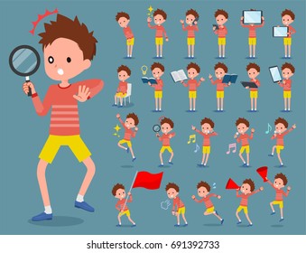 A set of boy with digital equipment such as smartphones.
There are actions that express emotions.
It's vector art so it's easy to edit.