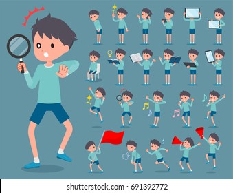 A set of boy with digital equipment such as smartphones.
There are actions that express emotions.
It's vector art so it's easy to edit.