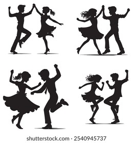 Set of Boy and Girl dance Illustrations in vector Icon