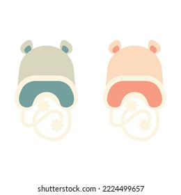 Set of Boy and Girl Hats with Bear Ears