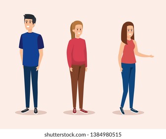 set boy and girls with casual clothes